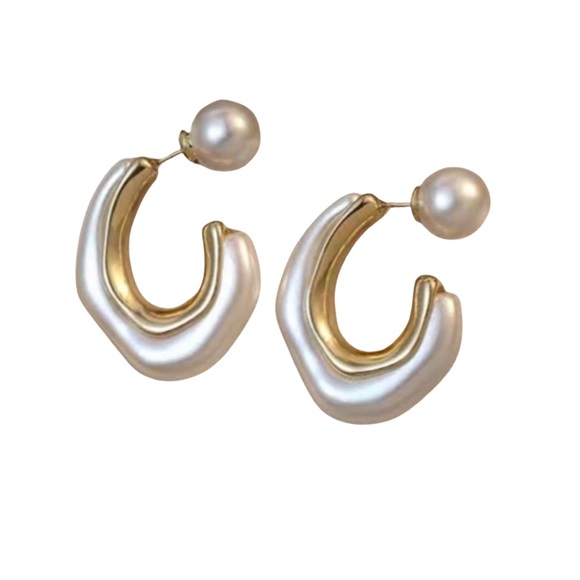 ✨3for$38 New Anthro Faux Pearl Reversible Hoop Jacket Earrings - Picture 10 of 14